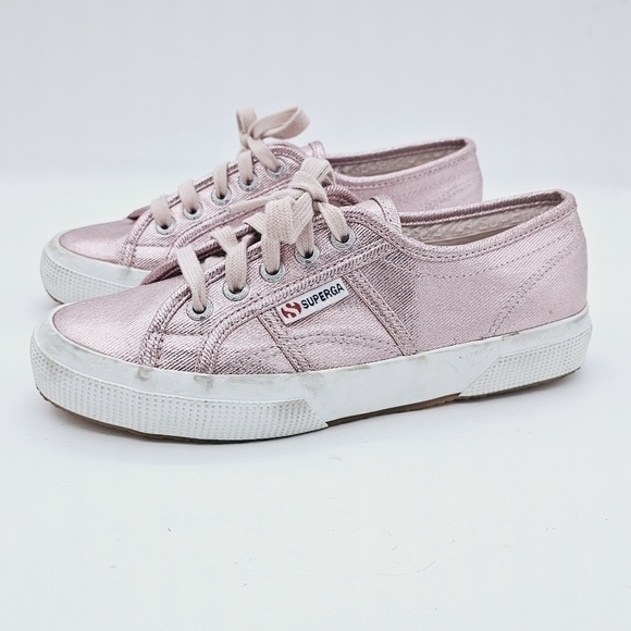 Superga Women's Metallic Pink Cotmetu Lace-Up Low Top Fashion Sneakers Size 5 - Picture 2 of 11